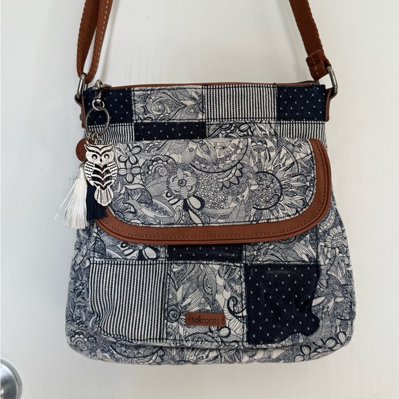 Sakroots Navy and Brown Crossbody Bag - Picture 1 of 6